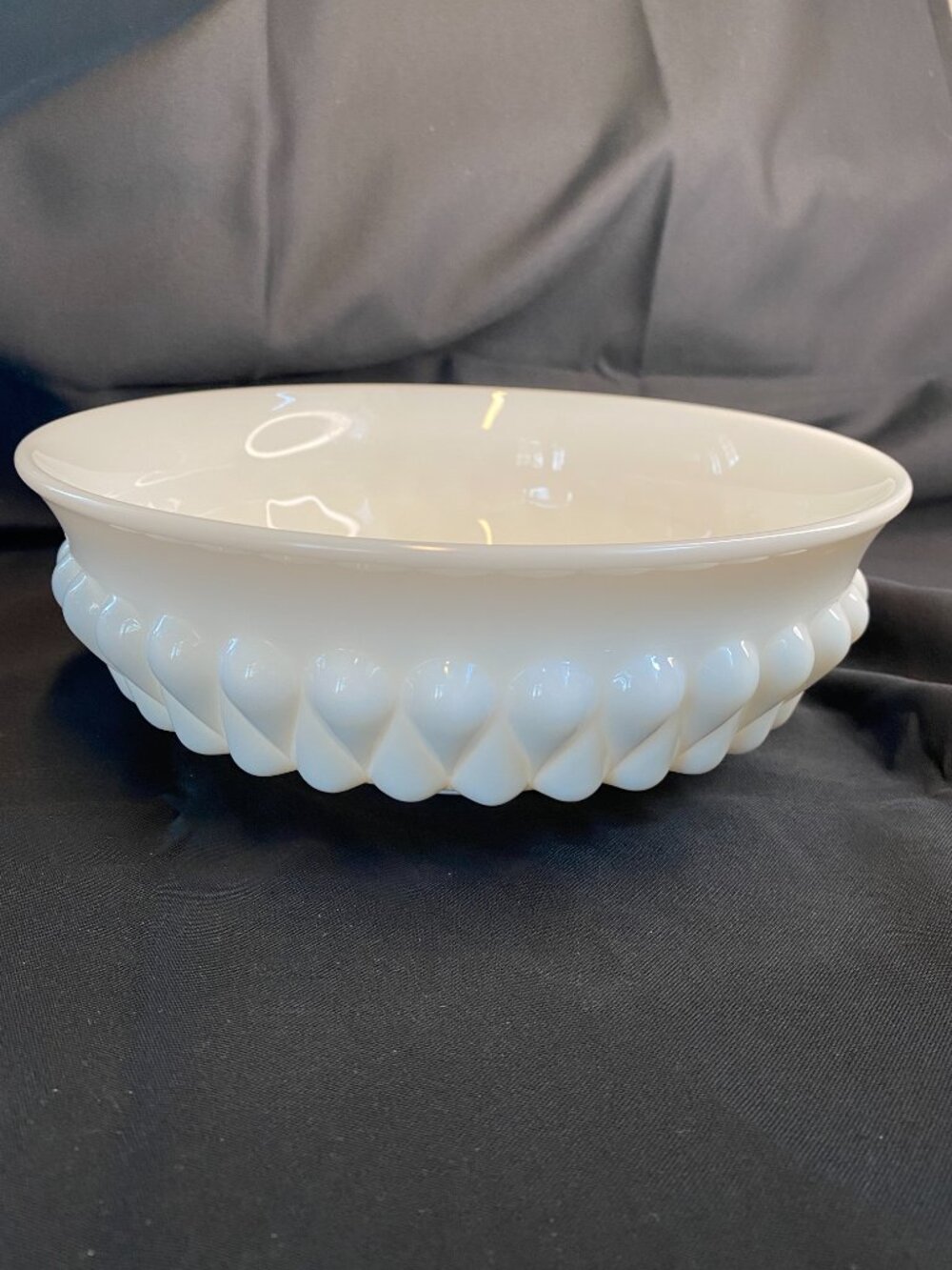 Vintage Fenton Milk Glass Teardrop 9" Bowl Unstamped Pre-1970 Mid-Century MCM